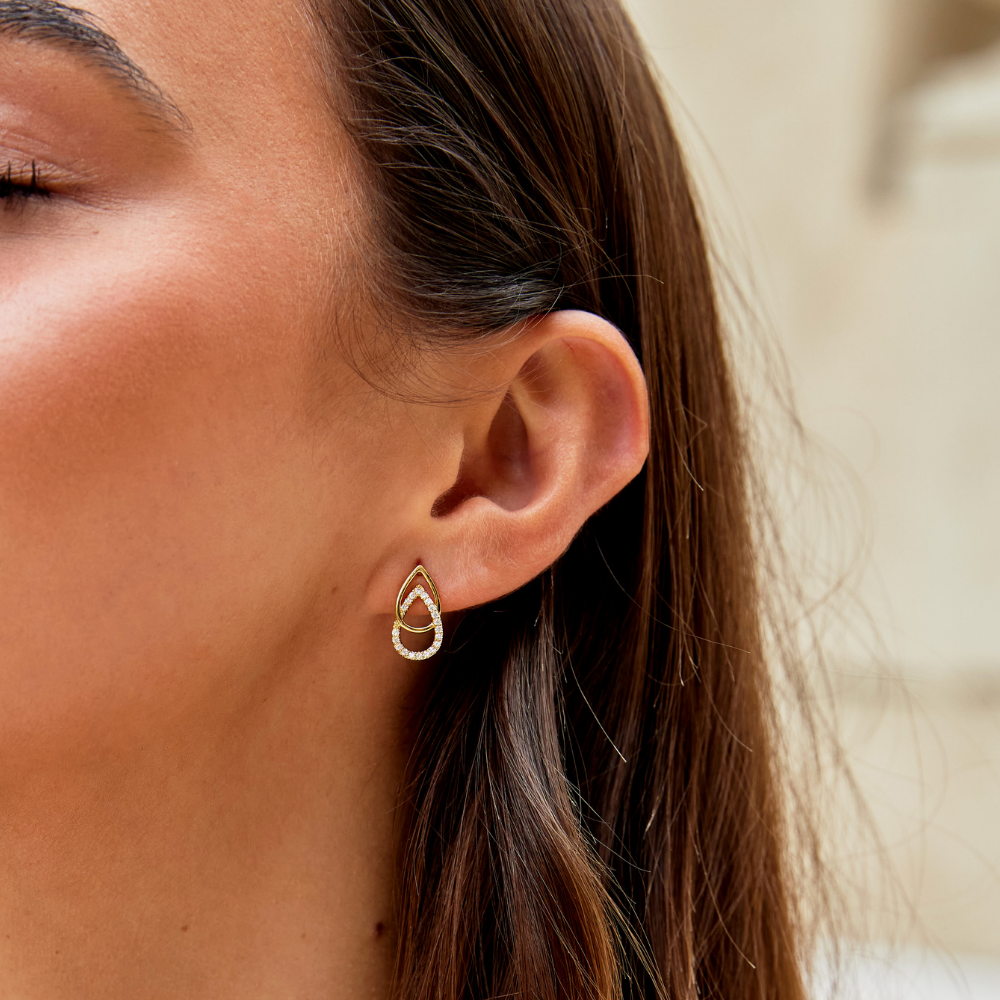 Double Pearl drop Earrings