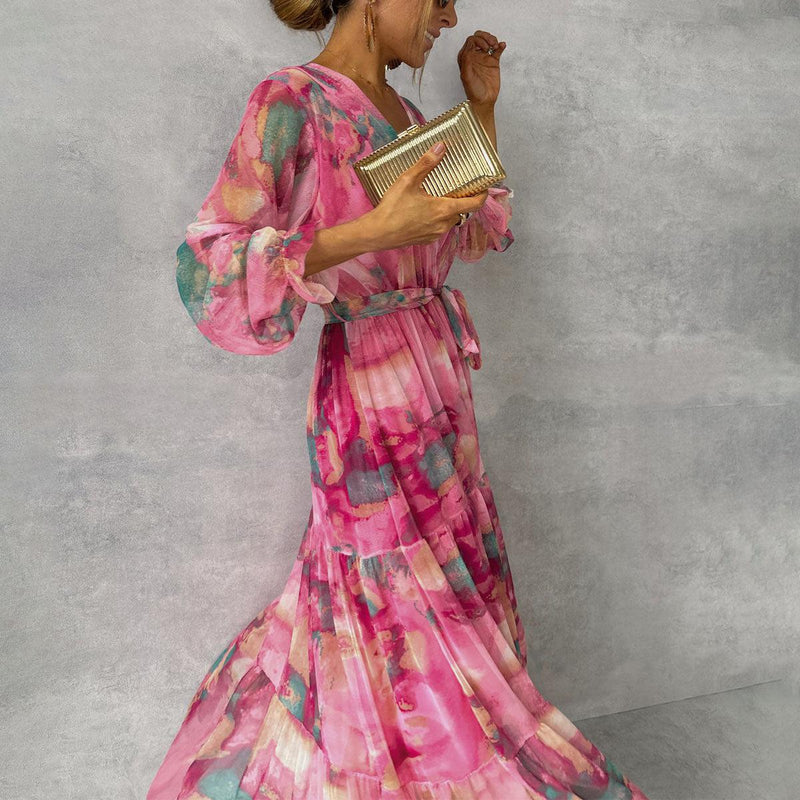 ZOEY | Vibrant Floral Wrap Dress with a Flattering Tiered Silhouette
