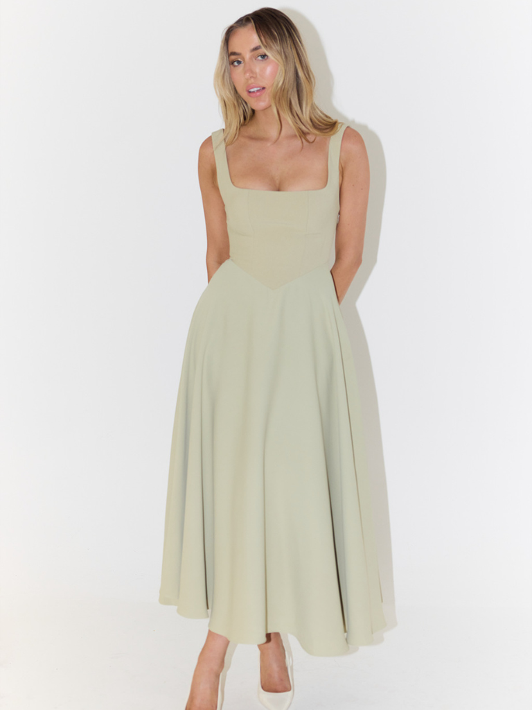 Pink Chiffon Dress V-Neck