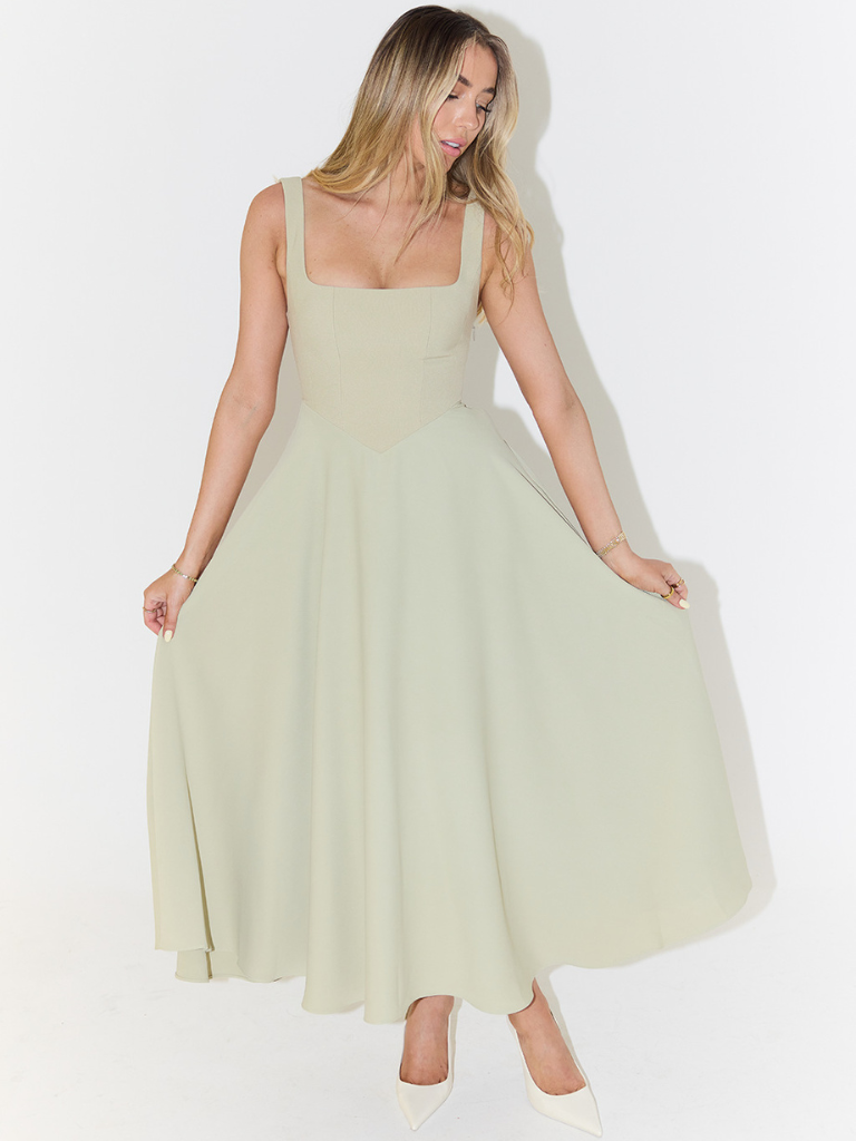 Pink Chiffon Dress V-Neck