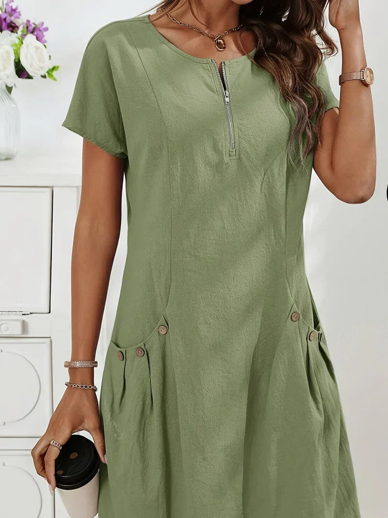 MARIELLA | Summer Dress with an Elegant Zip, Practical Pockets and Everyday Comfort