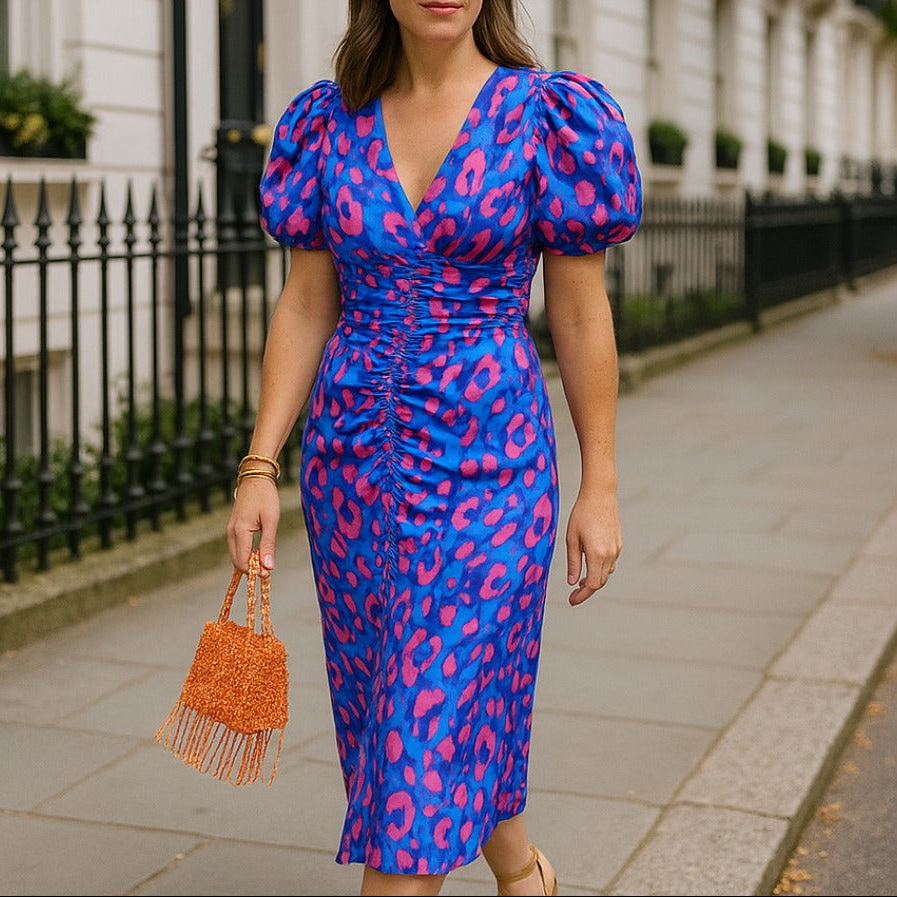 Noor™ – Midi dress with puff sleeves