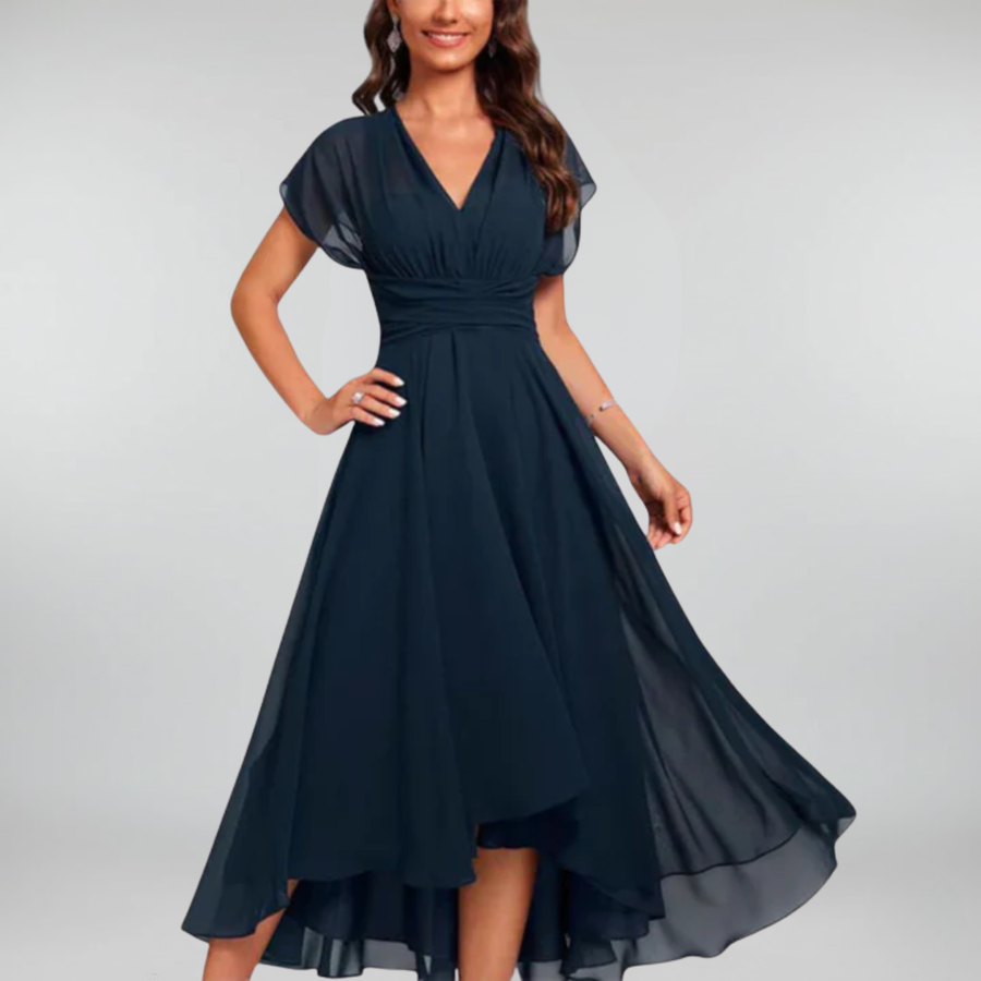 Enid™ – Flowing Elegant Evening Dress with V-Neck