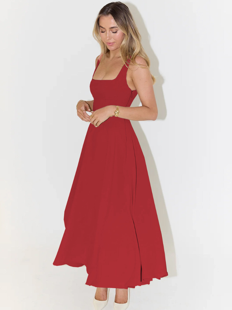 Pink Chiffon Dress V-Neck