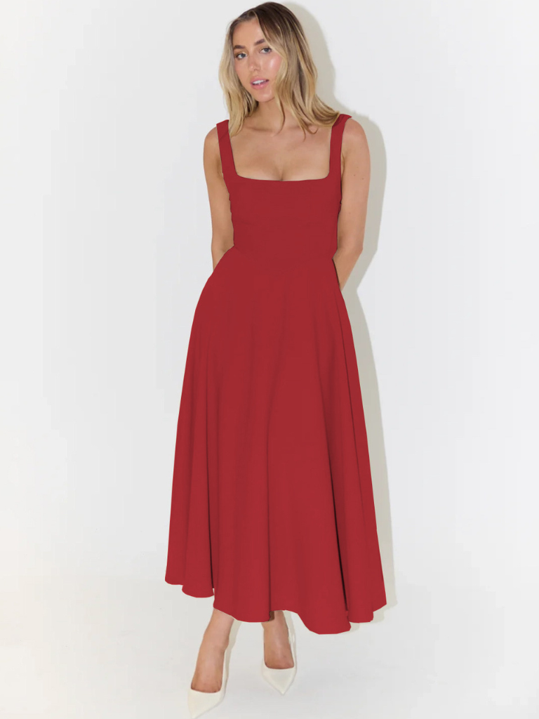 Pink Chiffon Dress V-Neck
