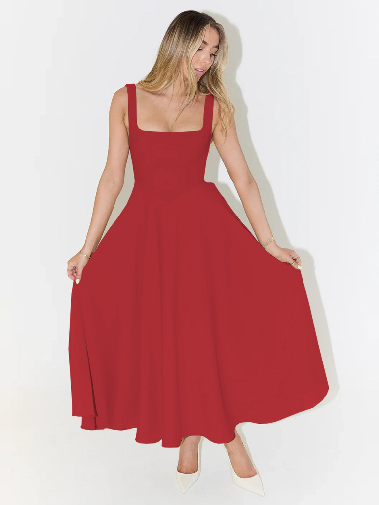 Pink Chiffon Dress V-Neck