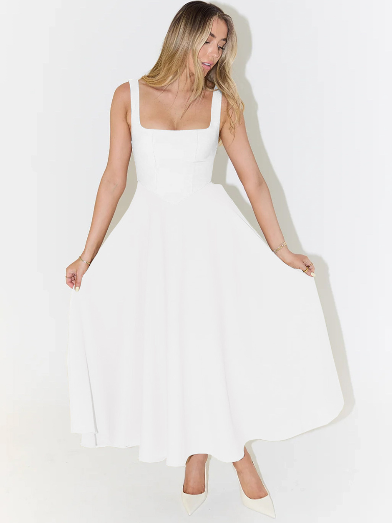 Pink Chiffon Dress V-Neck