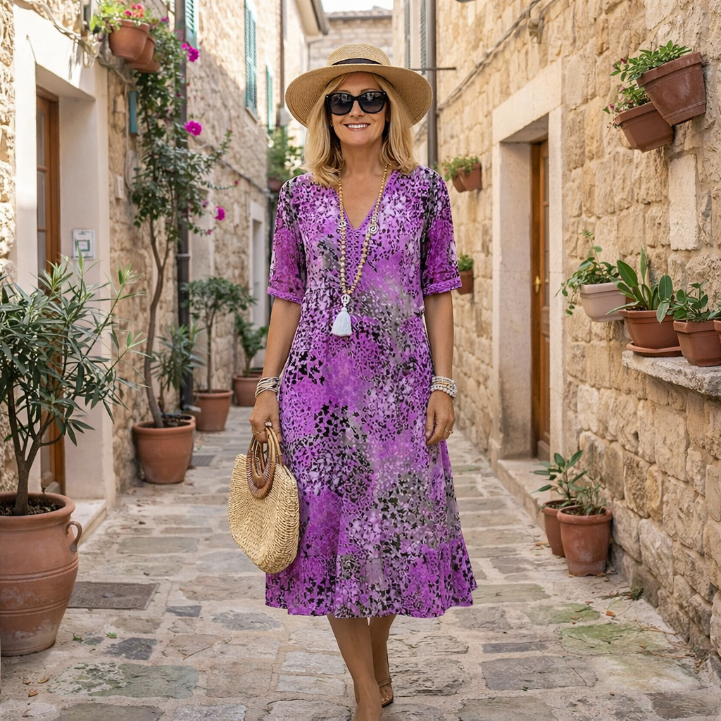 Olivia | Elegant Printed Midi Dress