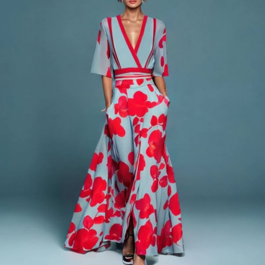 Fiona - Chic Floral Long-Sleeve Dress