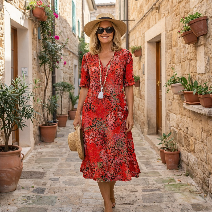 Olivia | Elegant Printed Midi Dress