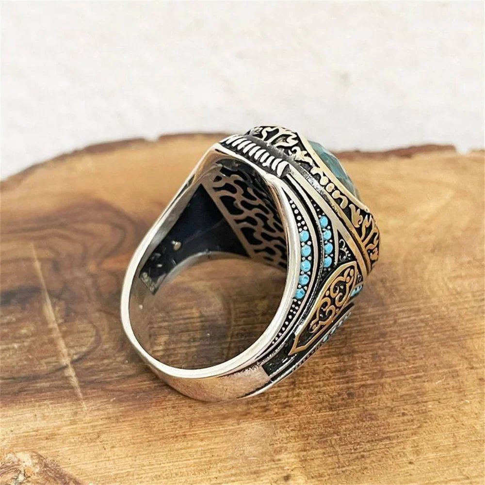 Yasmine Vintage Blue Zircon Stone Ring