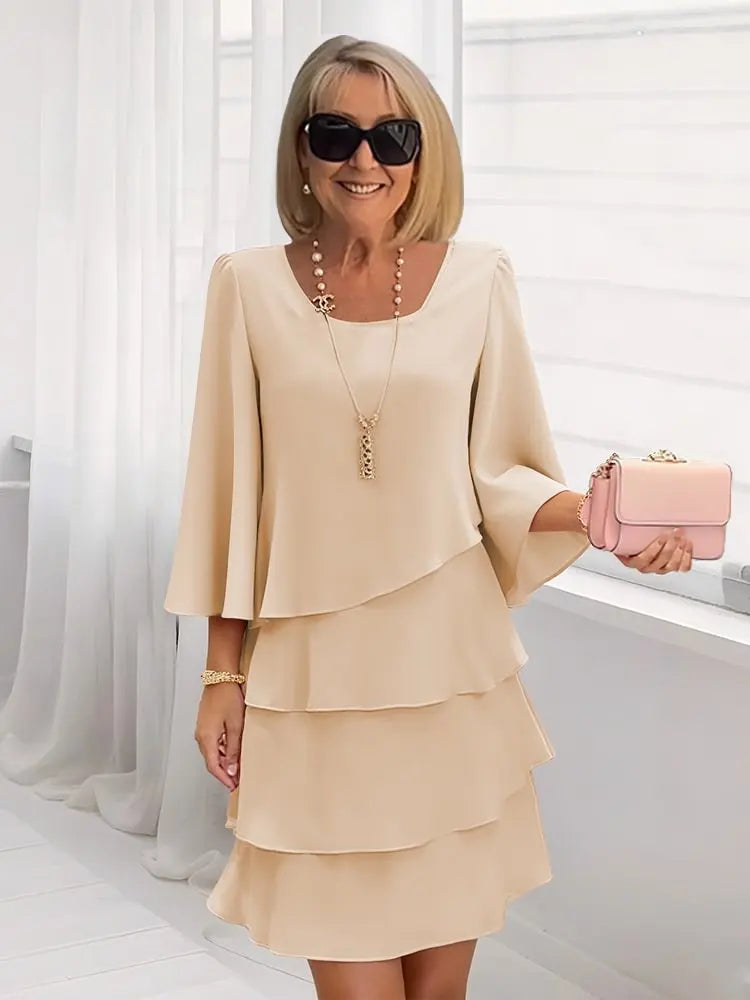 ELISE | Elegant Flowing Dress with Frill Details