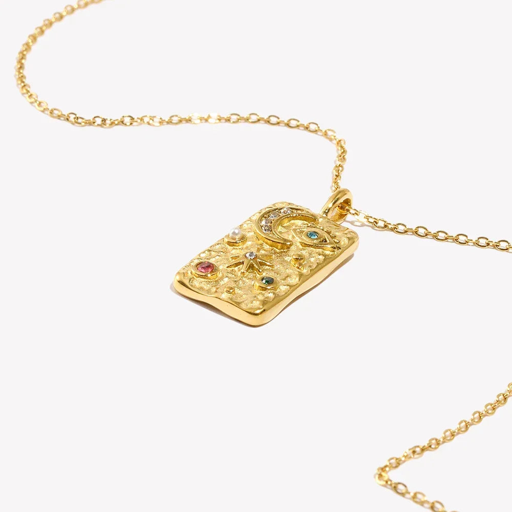 Starlit Rhinestone Pendant Necklace