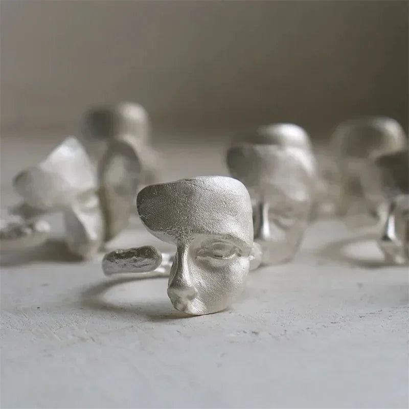 Greek masked Face ring