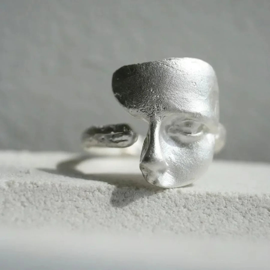Greek masked Face ring
