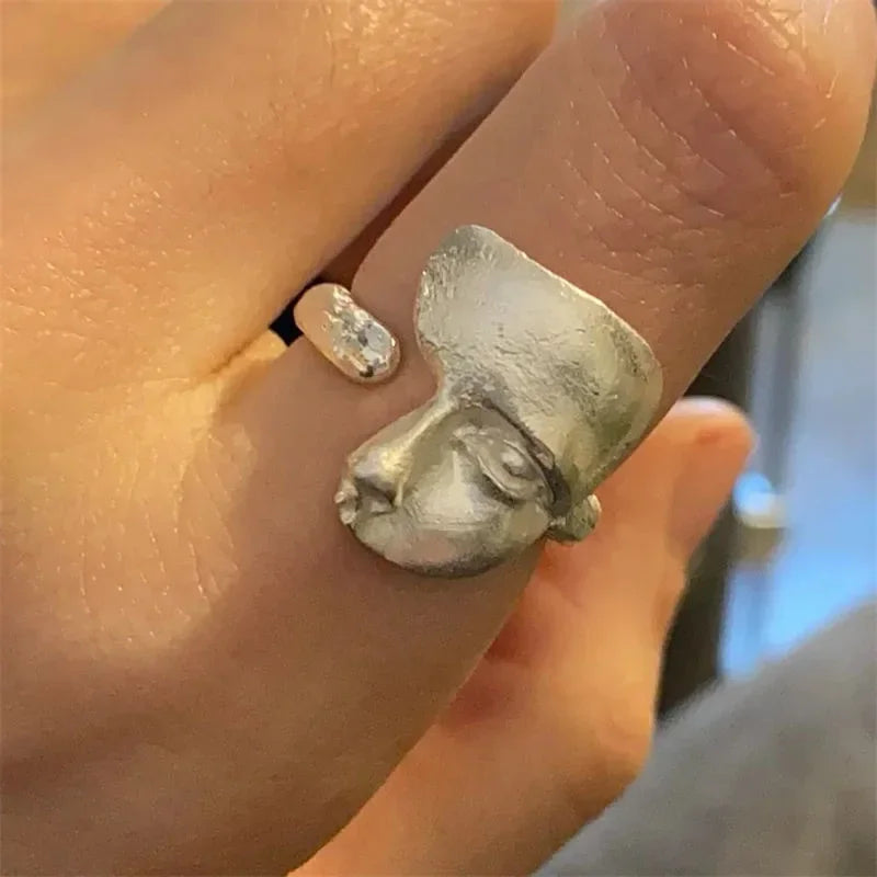 Greek masked Face ring