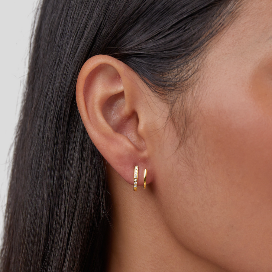 Double Hoop Gold & Crystal Earrings