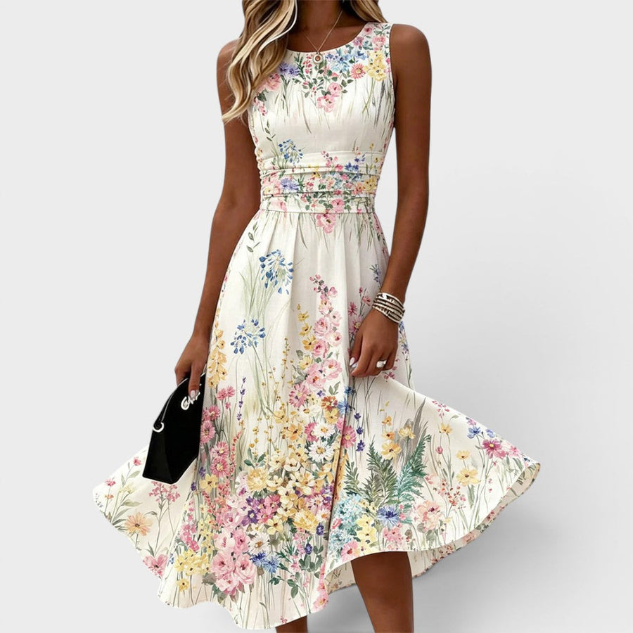 Naomi - Sleeveless Floral Midi Dress
