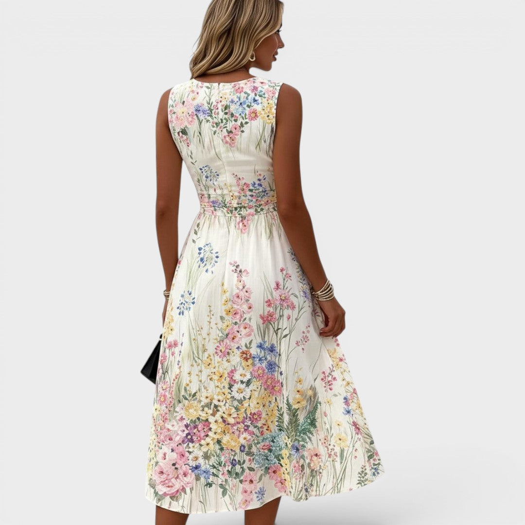 Naomi - Sleeveless Floral Midi Dress