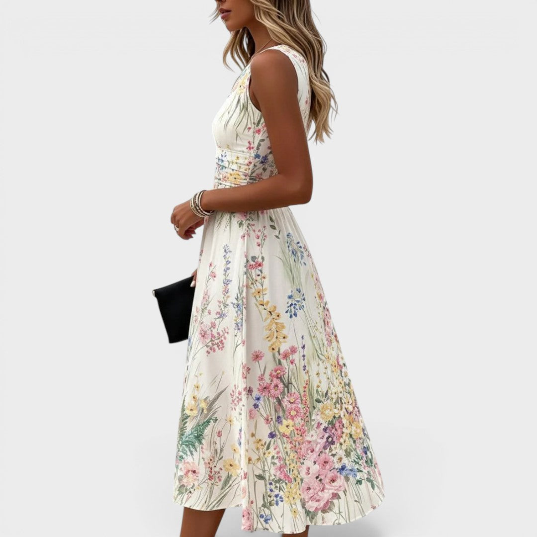 Naomi - Sleeveless Floral Midi Dress