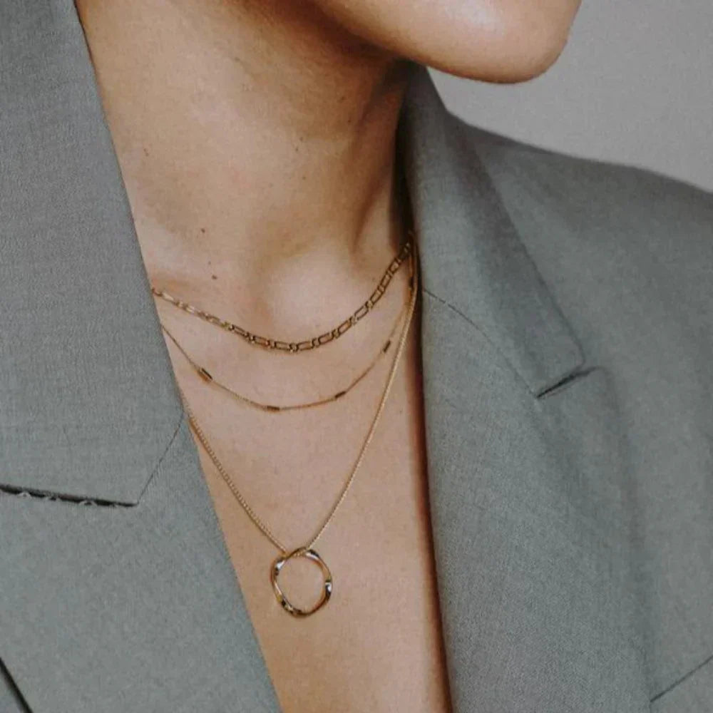 Gold-plated Layered Necklace Set