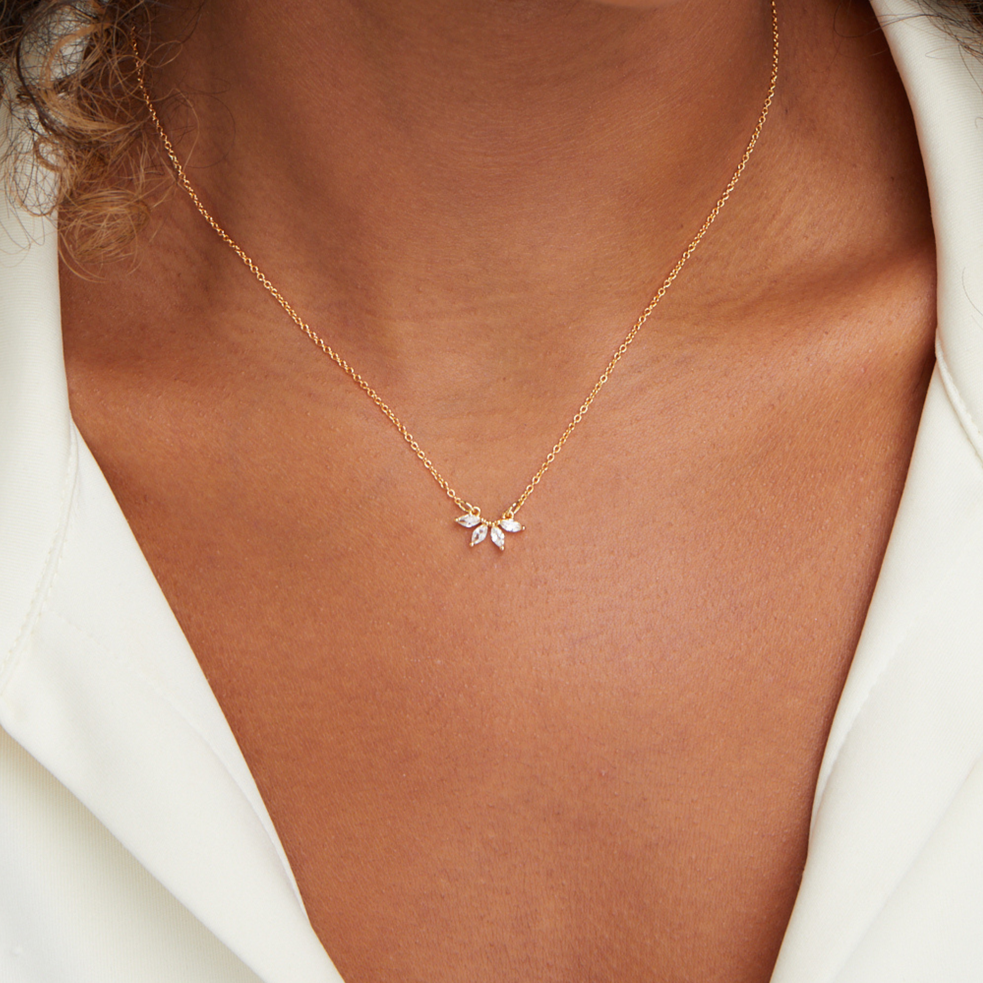 Flower Crystal Leaf Necklace