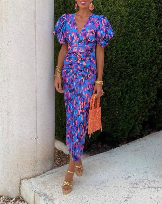 Noor™ – Midi dress with puff sleeves
