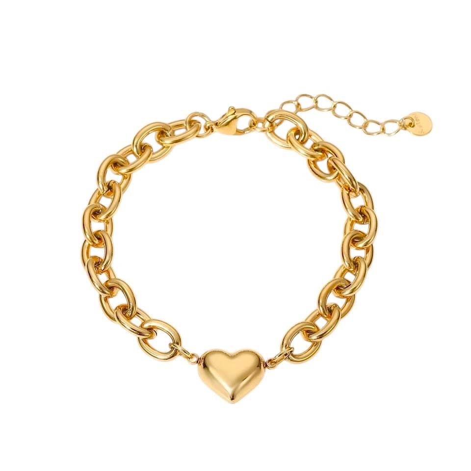 Gold Bracelet with Heart Charm