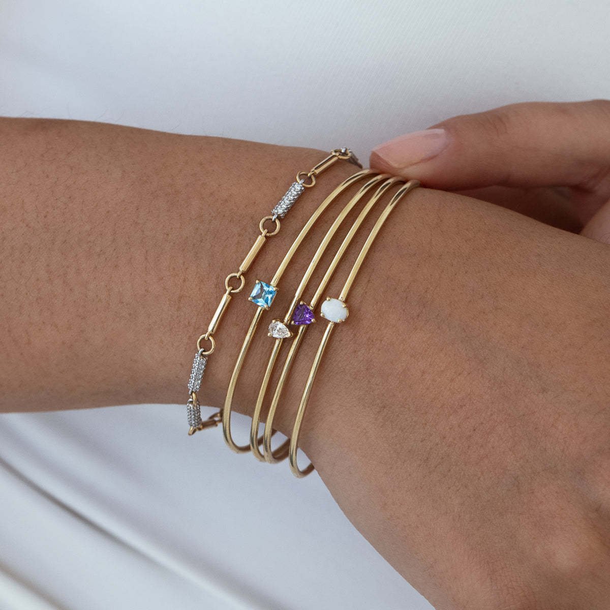 Gold Birth Bangle with Diamond detail