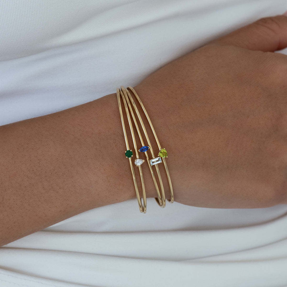 Gold Birth Bangle with Diamond detail