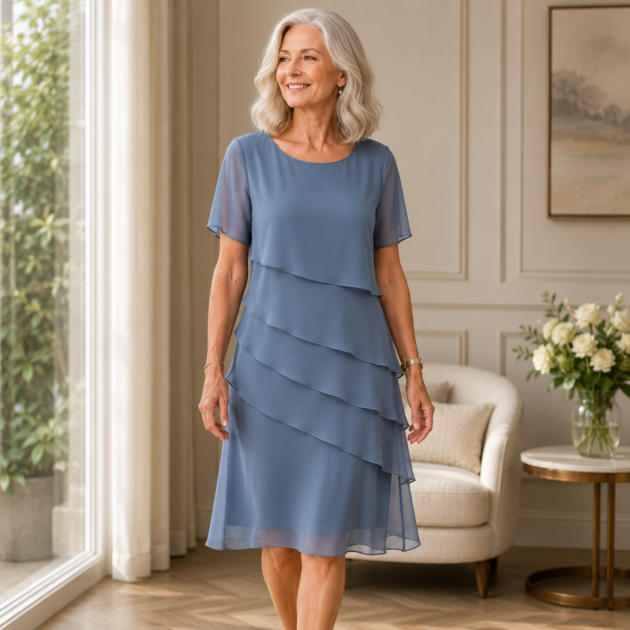 Harriet | Elegant Ruffle Midi Dress