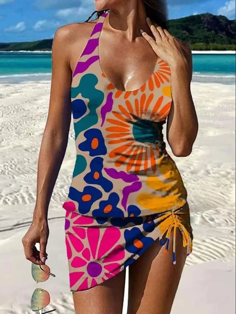 Fiesta – Floral Graphic Tankini with Matching Shorts and Tummy Control