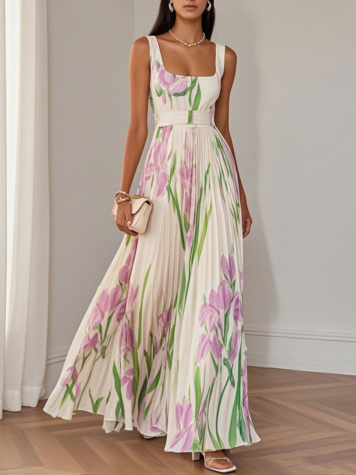 Yara™ – Pleated chiffon maxi dress