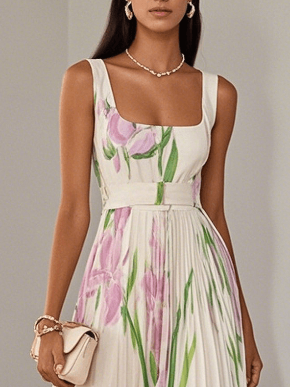 Yara™ – Pleated chiffon maxi dress