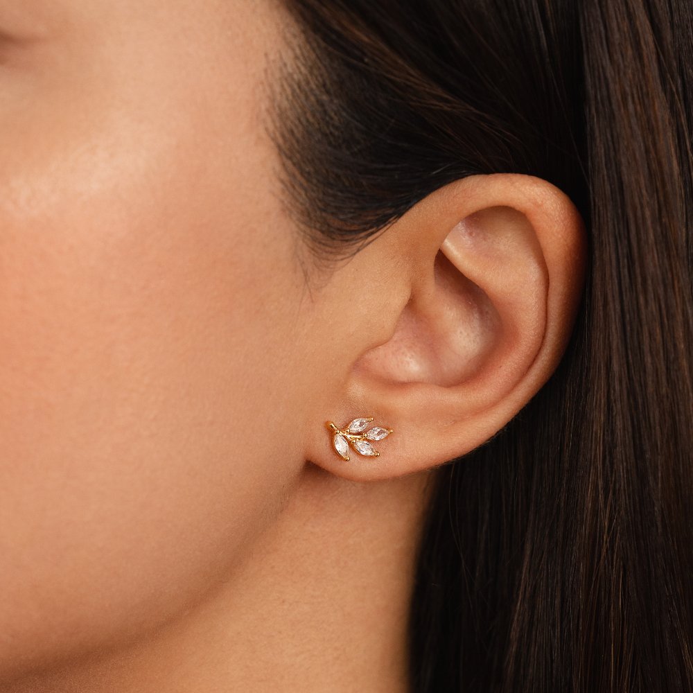 Crystal Gold Leaf Earrings