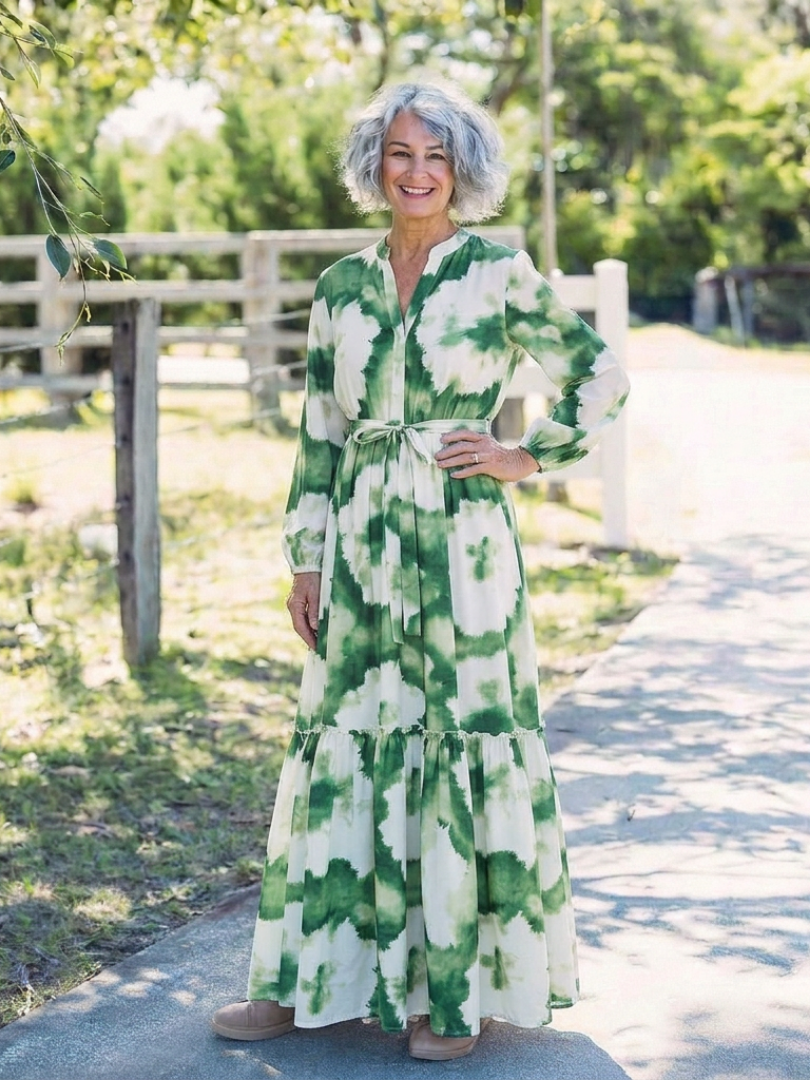 Sabine | Long Sleeve Waist Knot Maxi Dress
