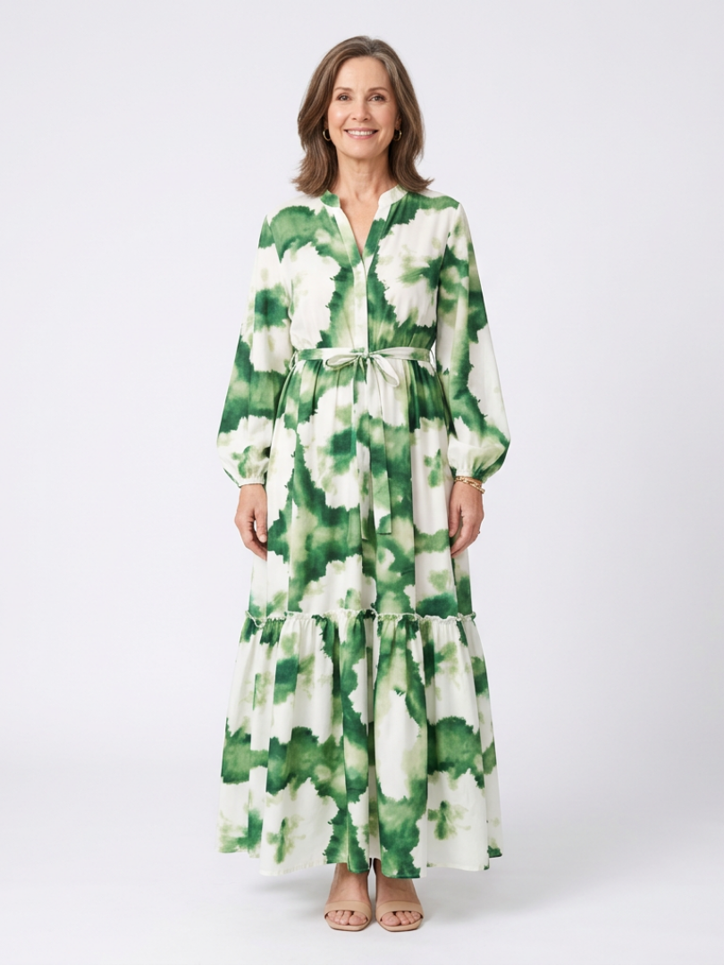 Sabine | Long Sleeve Waist Knot Maxi Dress