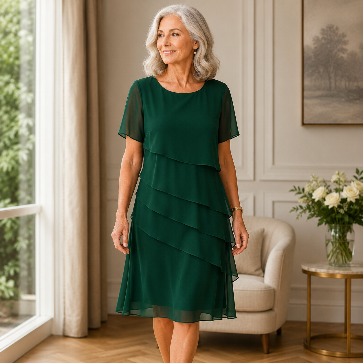Harriet | Elegant Ruffle Midi Dress