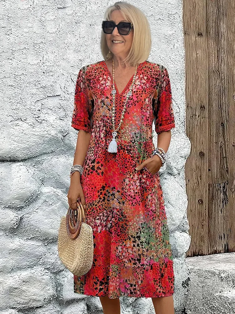 Olivia | Elegant Printed Midi Dress