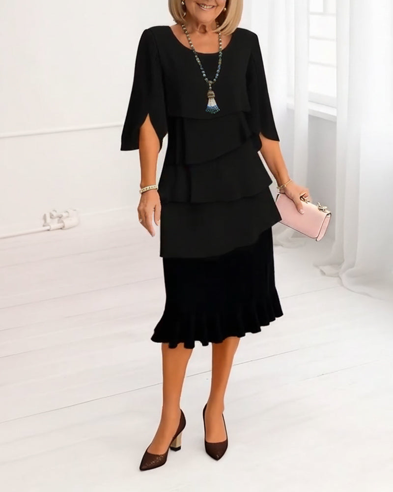 SOPHIE | Elegant Flowing Dress with Frill Details