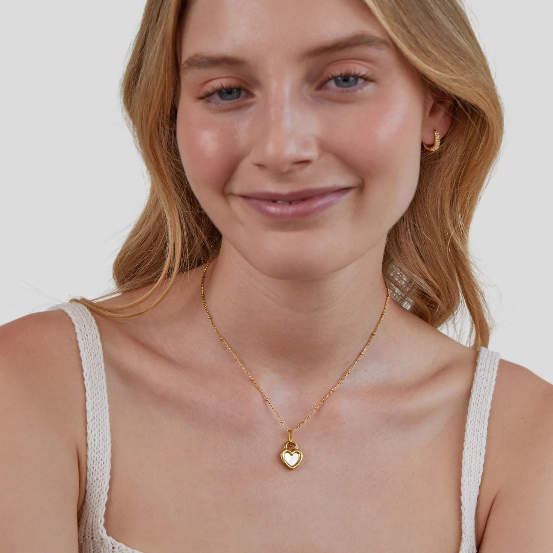 Heart with Black stone Necklace