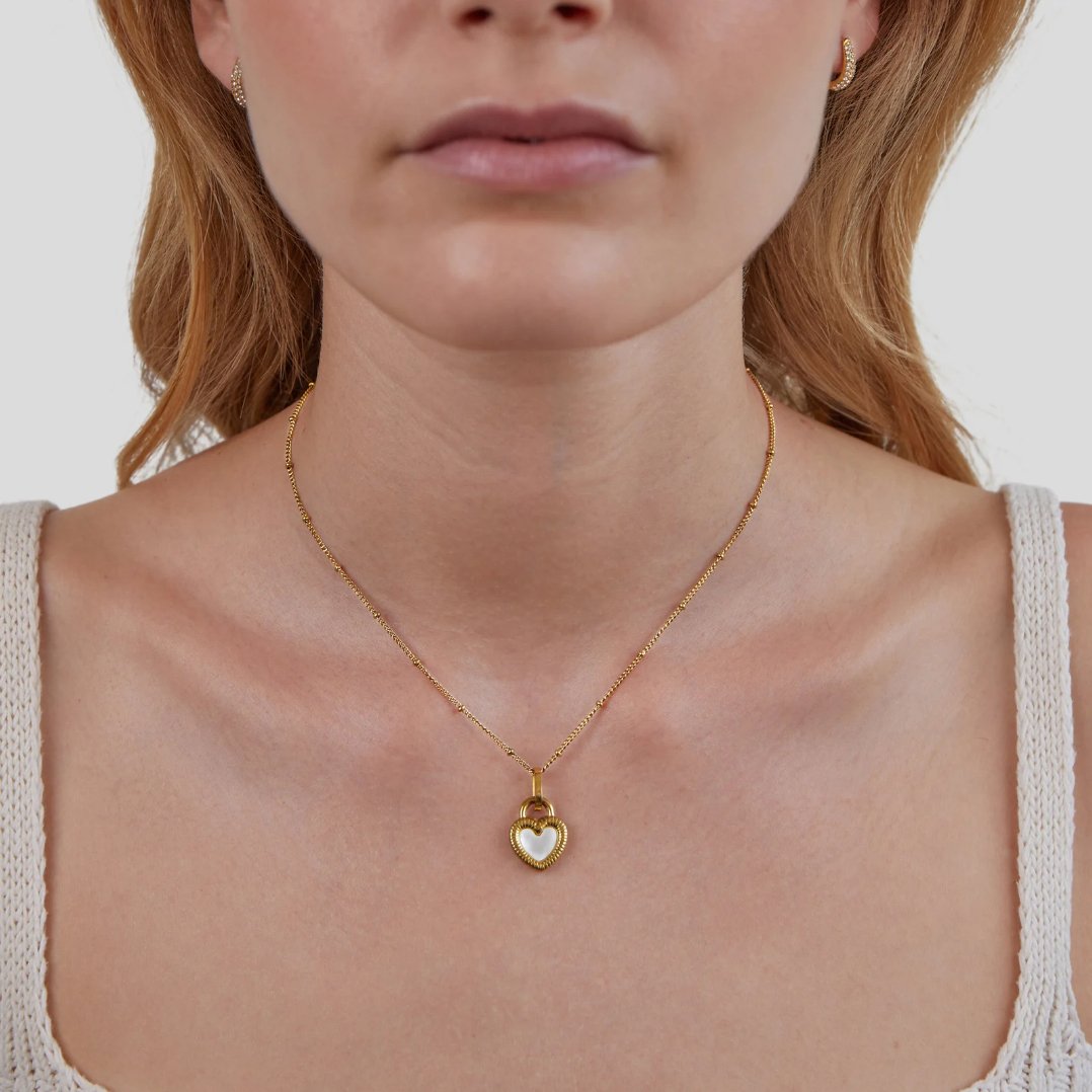 Heart with Black stone Necklace