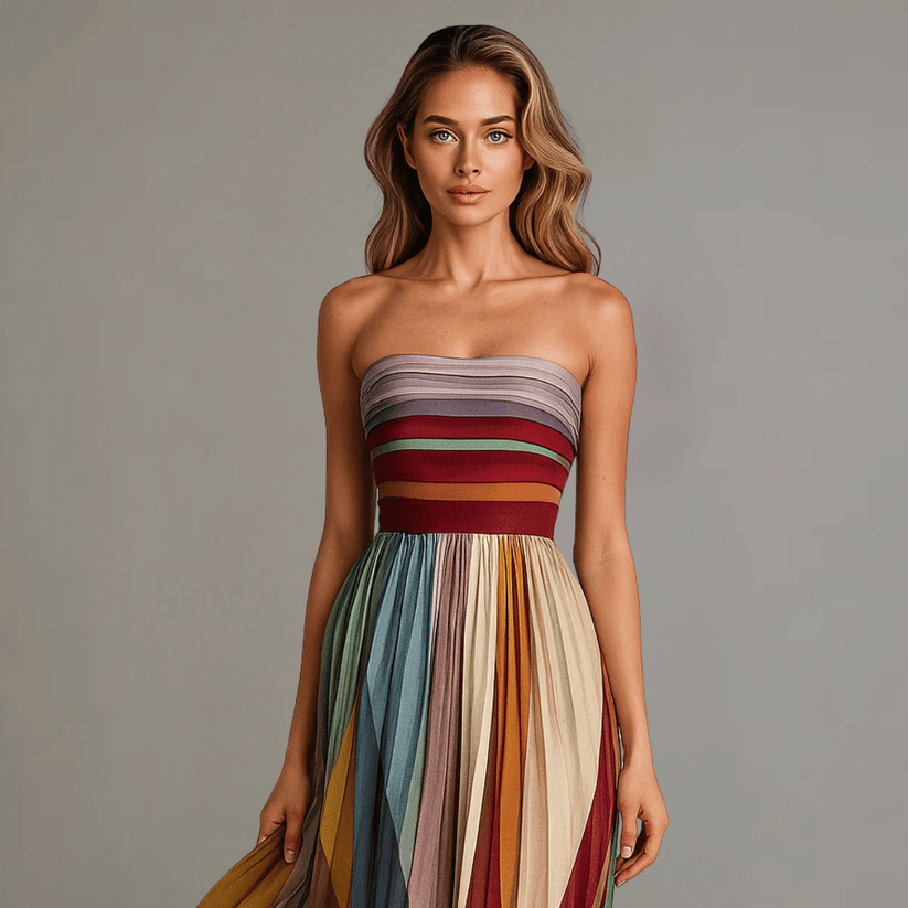 Long colourful sleeveless dress