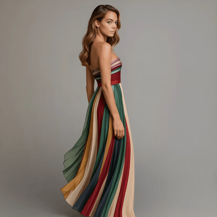 Long colourful sleeveless dress