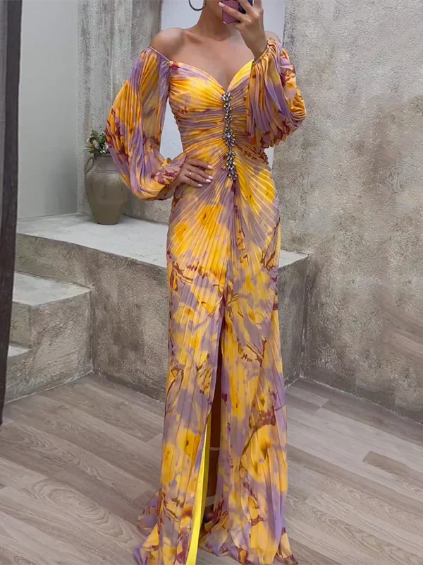 Maud™ – Long elegant pleated evening dress