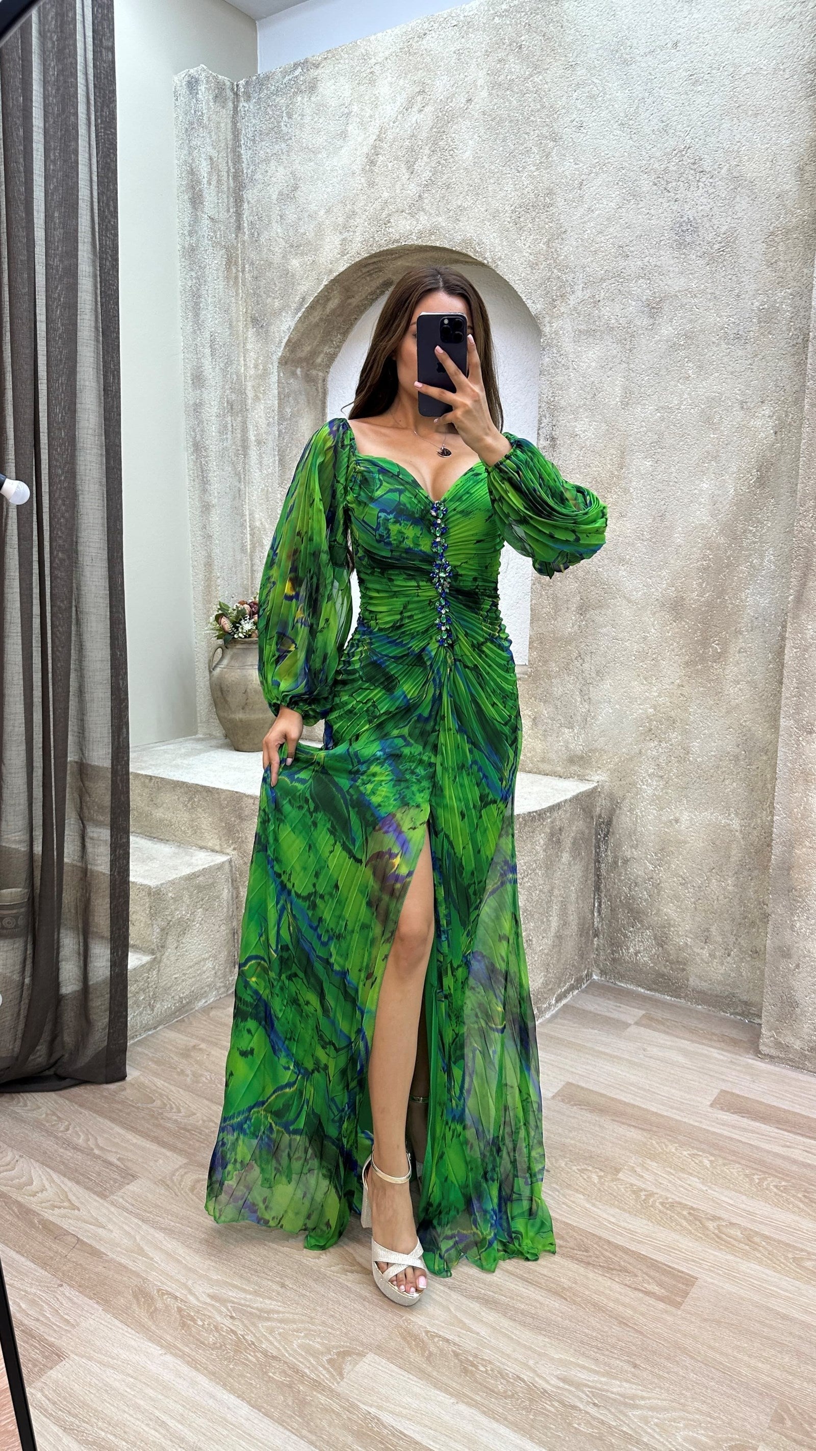 Maud™ – Long elegant pleated evening dress