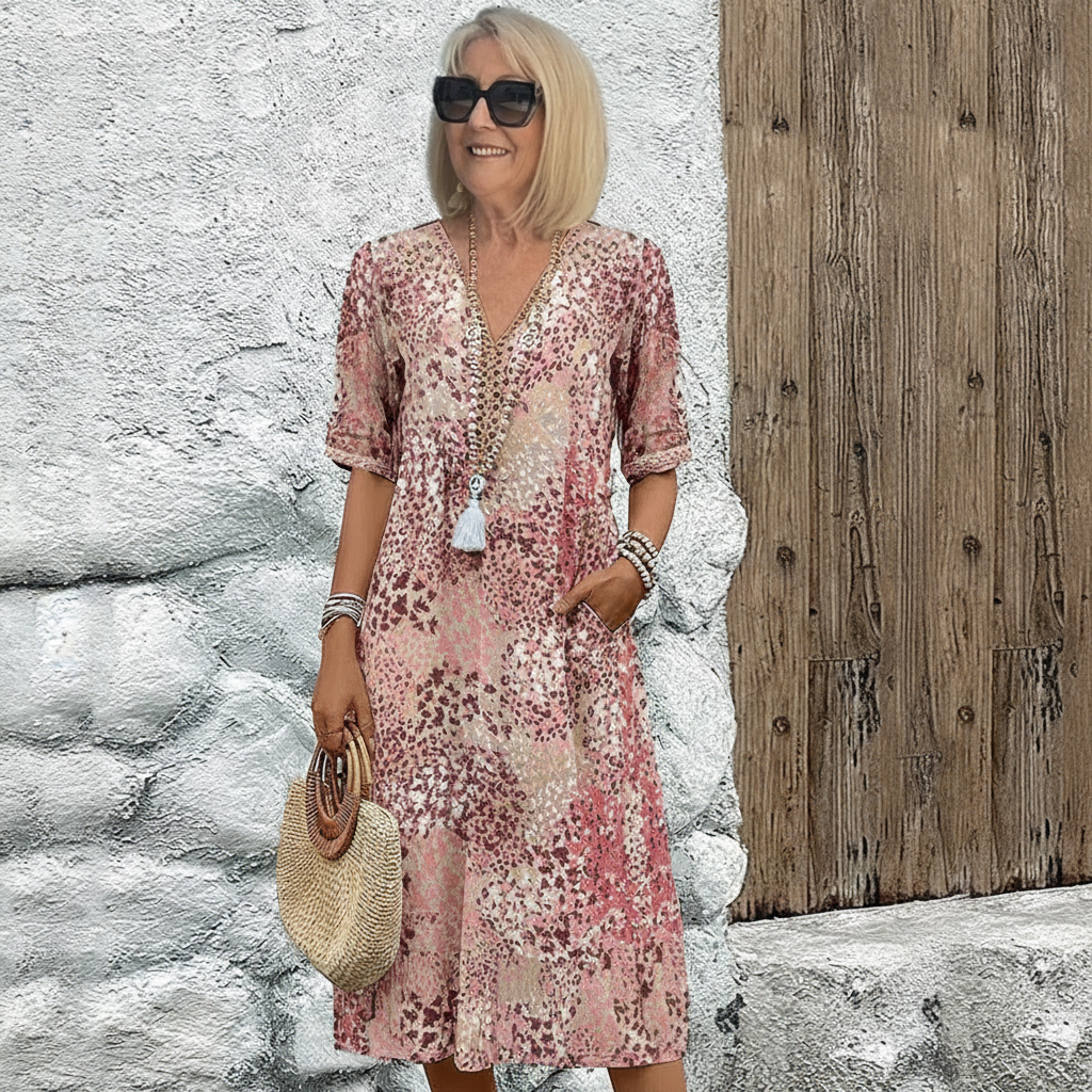 Olivia | Elegant Printed Midi Dress