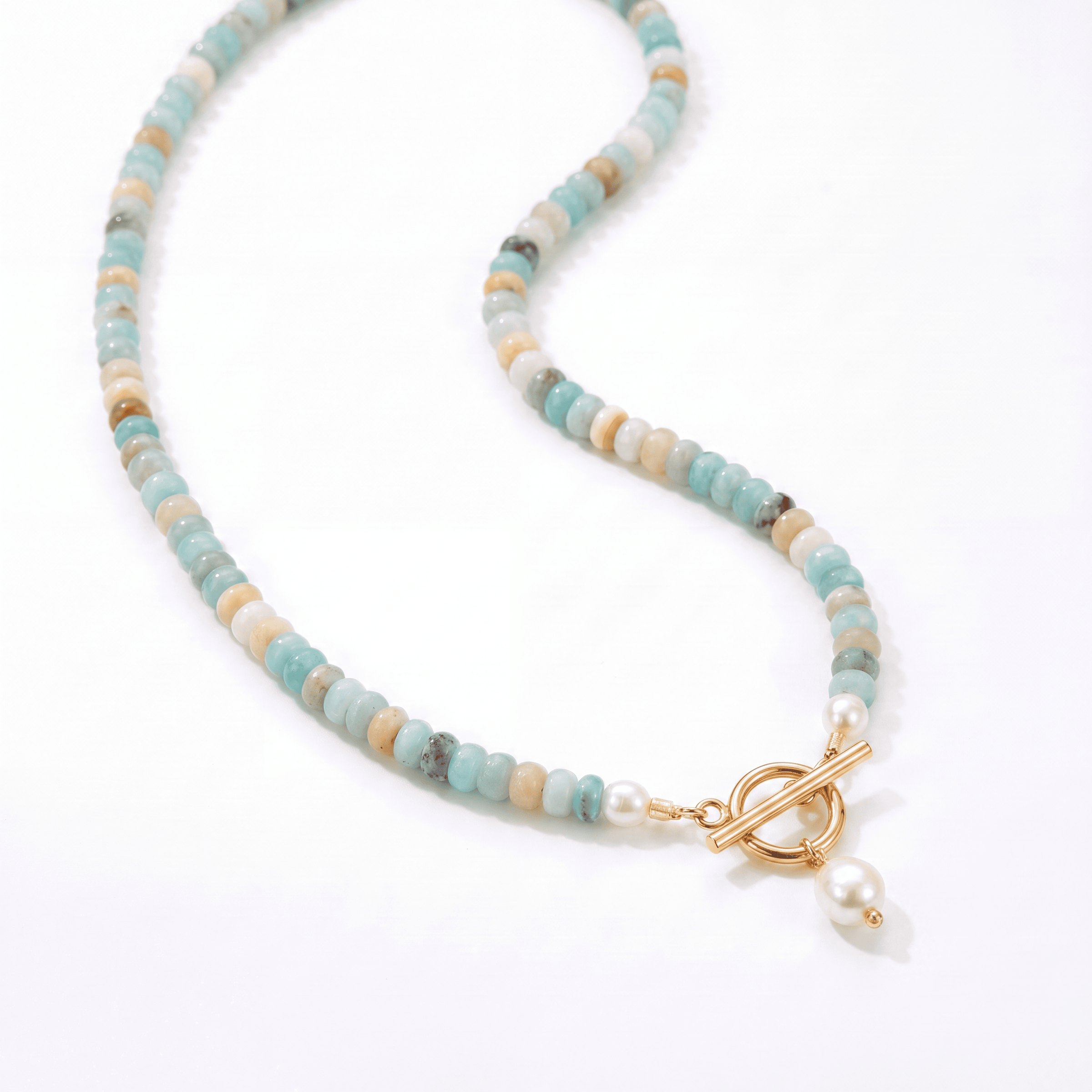 Turquoise Bead Pearl Necklace