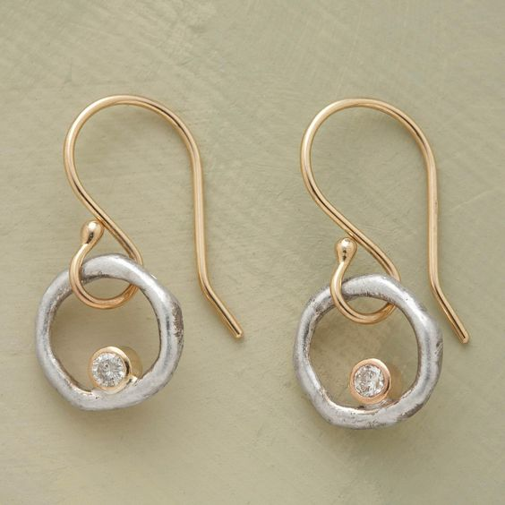 Special handmade Gold & Silver - Zirconia Earrings