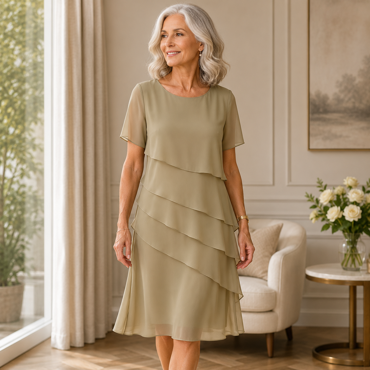 Harriet | Elegant Ruffle Midi Dress